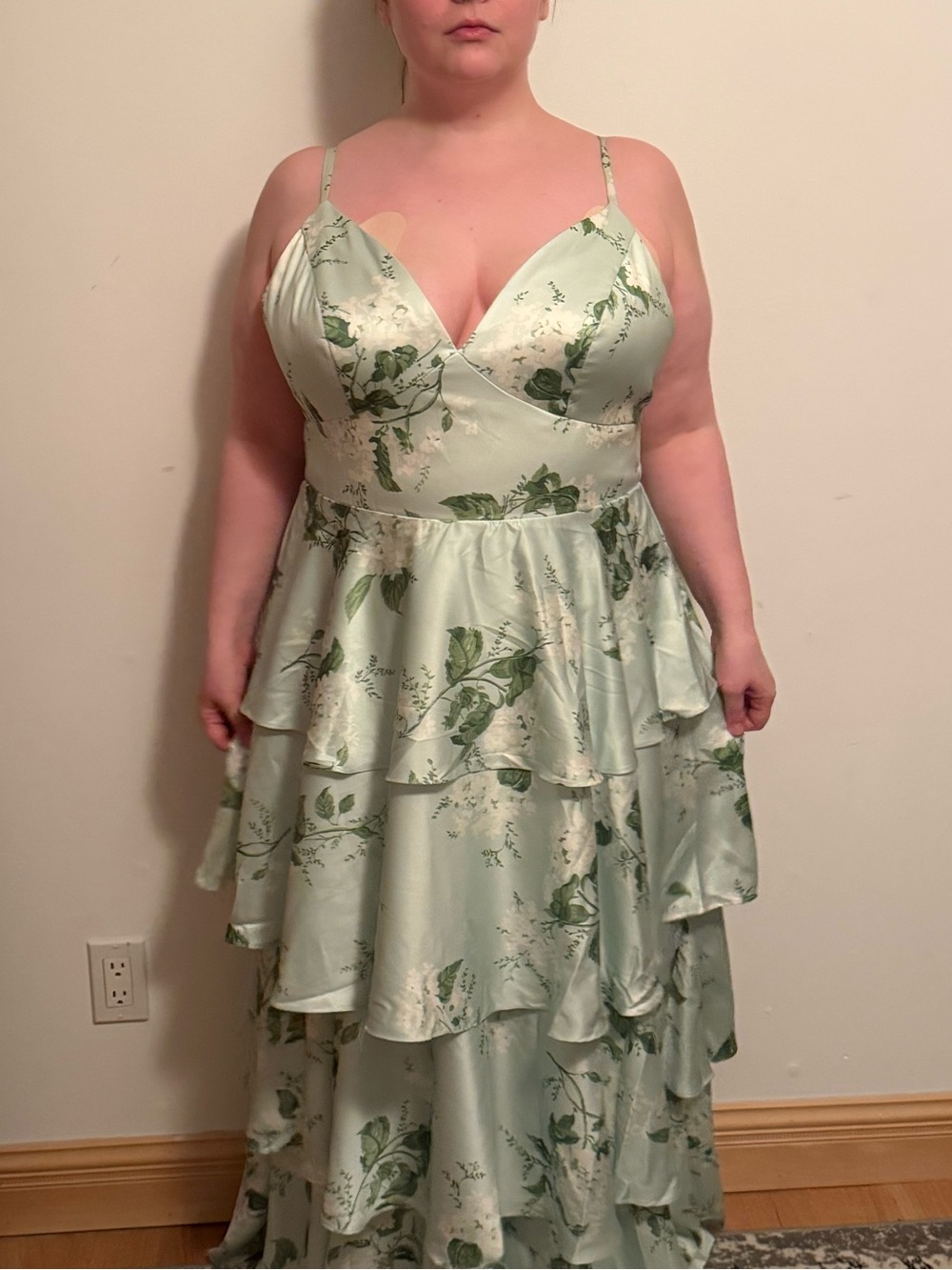 AW Bridal Dress, Sage Green Floral, Size 16